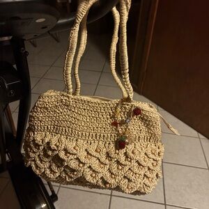 NWOT Handcrafted Beige Crochet Bag